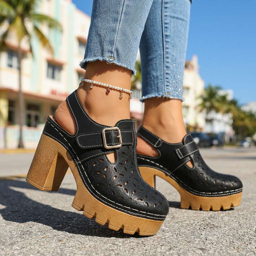 MELIA | Platform Buckle Clogs