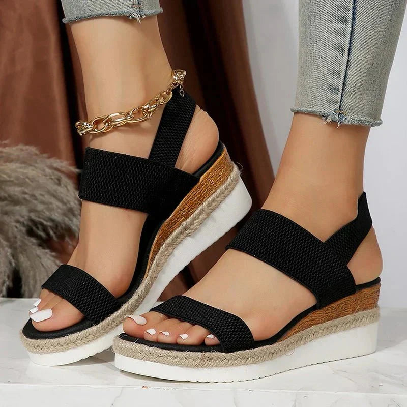 VELA | Comfortable Stretch Strap Platform Sandals