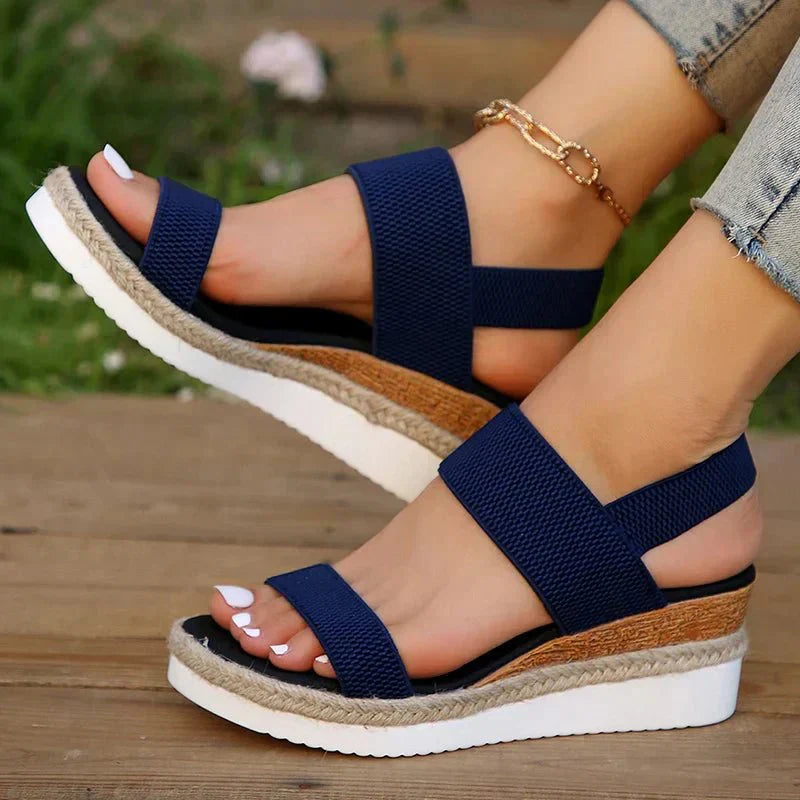 VELA | Comfortable Stretch Strap Platform Sandals