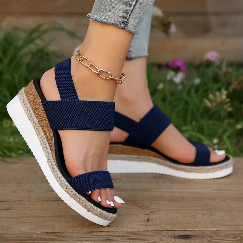 VELA | Comfortable Stretch Strap Platform Sandals