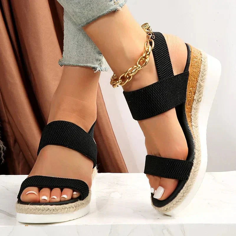 VELA | Comfortable Stretch Strap Platform Sandals