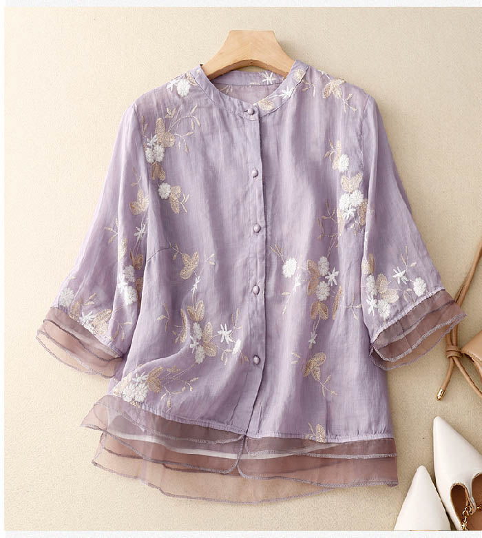 SHAYNE | Embroidered Floral Blouse